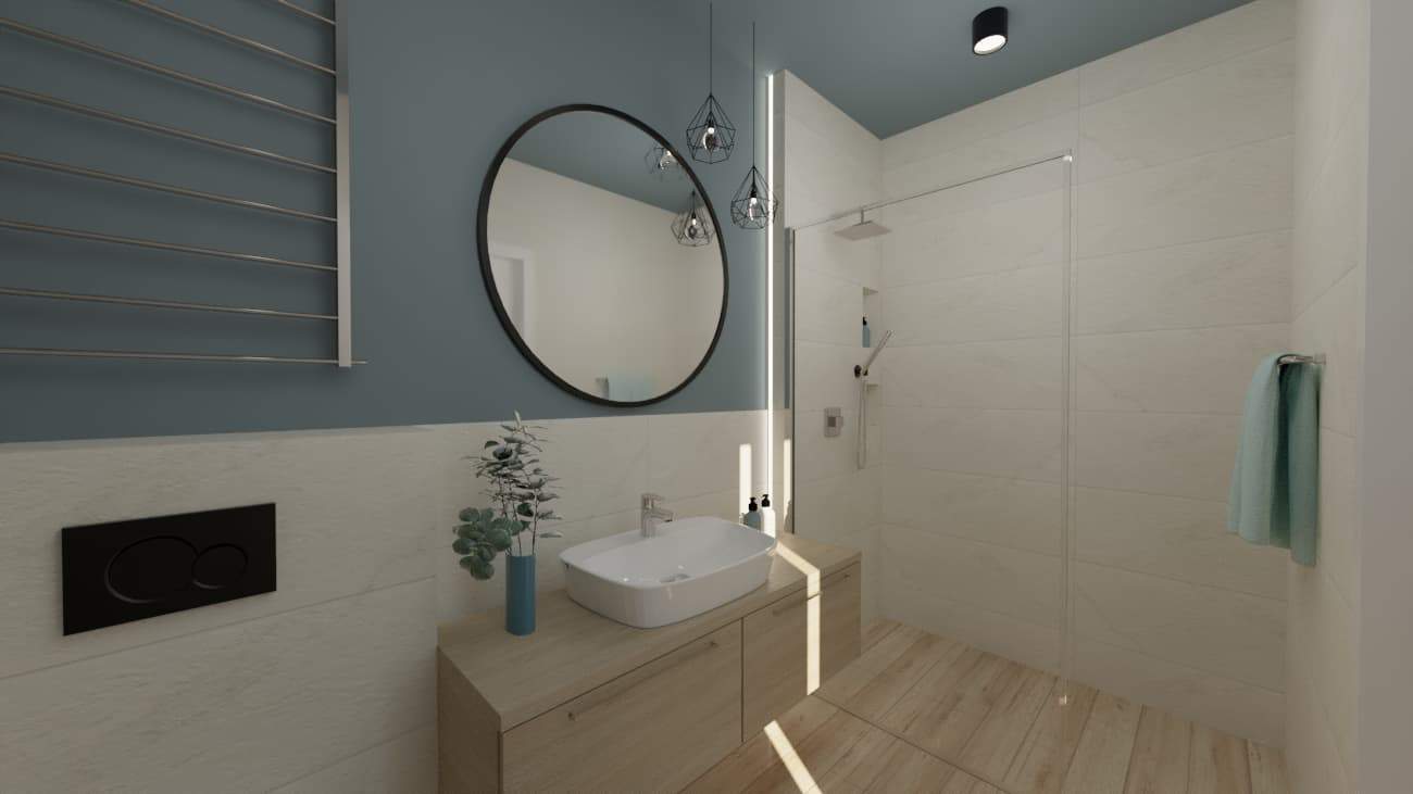 Projektant Wnętrz Warszawa ➜ Gdańsk ➜ kremowa łazienka,łazienki kremowe aranżacje,łazienka kremowa z drewnem,łazienka kremowo drewniana z niebieskim,łazienka w stylu marynistycznym ➜ lazienka kremowa 1d