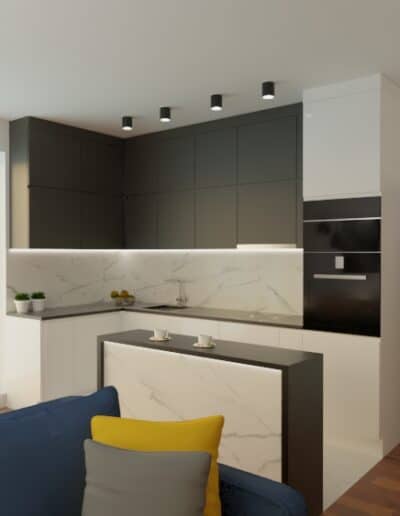 Architekt Wnętrz Warszawa ➜ Gdańsk ➜ PROJEKTY Wnętrz Warszawa Mazowieckie ➜ projekty wnętrz,metamorfoza wnętrz,aranżacja kuchni z salonem zdjęcia,projektant łazienek,architekt wnętrz Mieszkanie na Gocławiu kuchnia salon