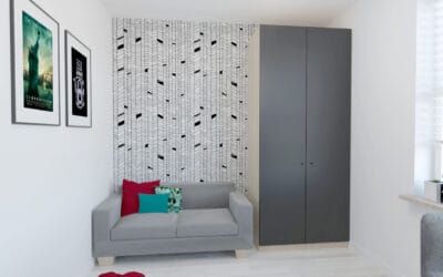 POKÓJ z&nbsp;ciekawą biało – czarną tapetą