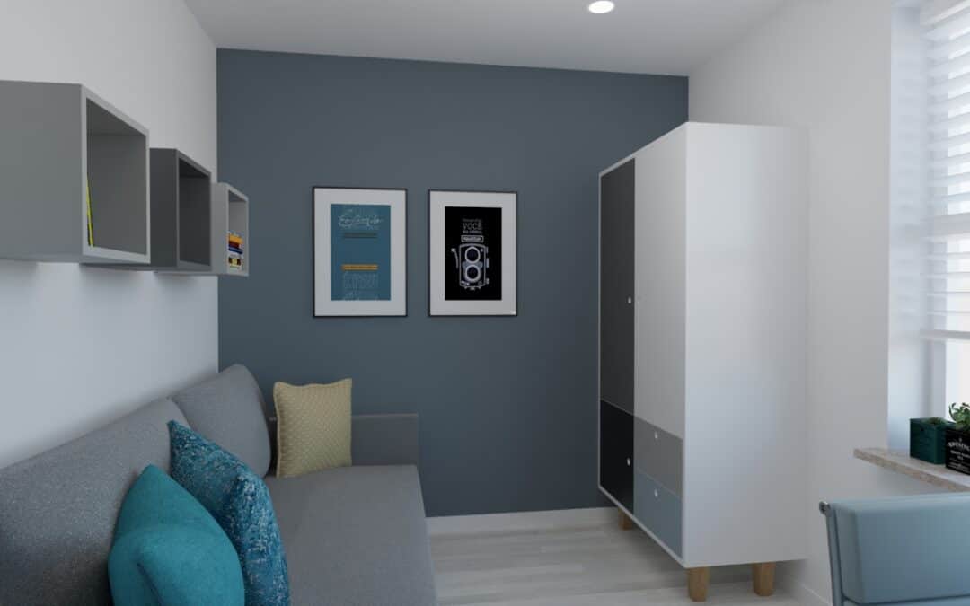 Szaro-biały pokój dla chłopca