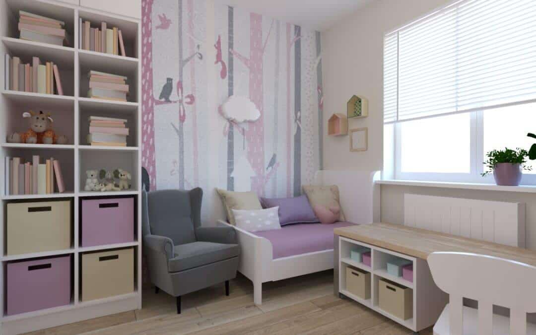 Pokój dla małej dziewczynki z tapetą