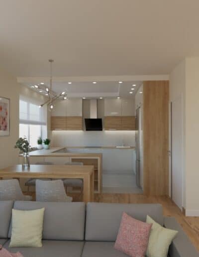 Architekt Wnętrz Warszawa ➜ Gdańsk ➜ PROJEKTY – SALONY Projektant Mieszkań Warszawa Mazowieckie ➜ Jak zaprojektować salon? Salon oliwkowy z kuchnią