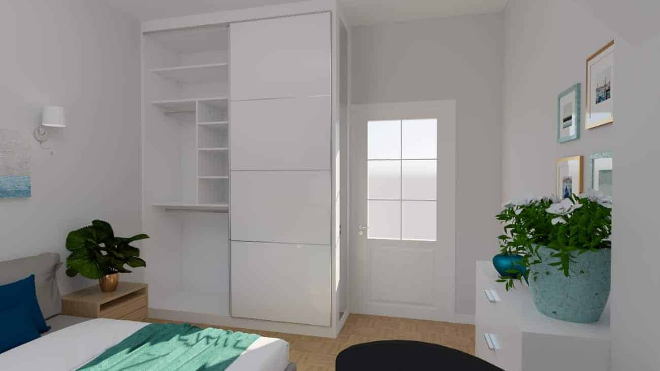 Projektant Wnętrz Warszawa ➜ Gdańsk ➜ biały pokój,białe meble do pokoju,szaro biały pokój młodzieżowy,biały pokój dla nastolatków,jak urządzić pokój z białymi meblami ➜ sypialnia biala z szafa 1f