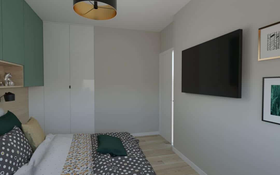 Sypialnia biało-zielona