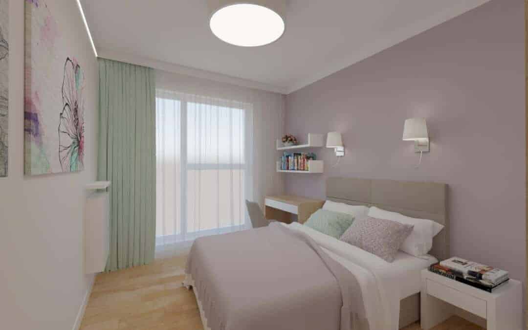 Sypialnia różowa z obrazkami