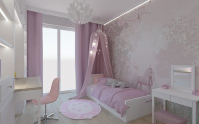 Pokój dla dziewczynki w&nbsp;kolorze lila