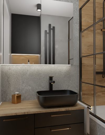 Architekt Wnętrz Warszawa ➜ Gdańsk ➜ PROJEKTY Wnętrz Warszawa Mazowieckie ➜ projekty wnętrz,metamorfoza wnętrz,aranżacja kuchni z salonem zdjęcia,projektant łazienek,architekt wnętrz Łazienka kamień z czernią