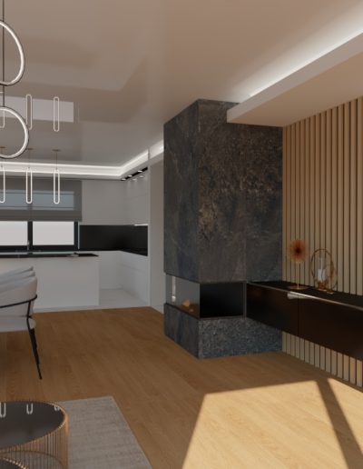 Nowoczesny salon z&nbsp;drewnem