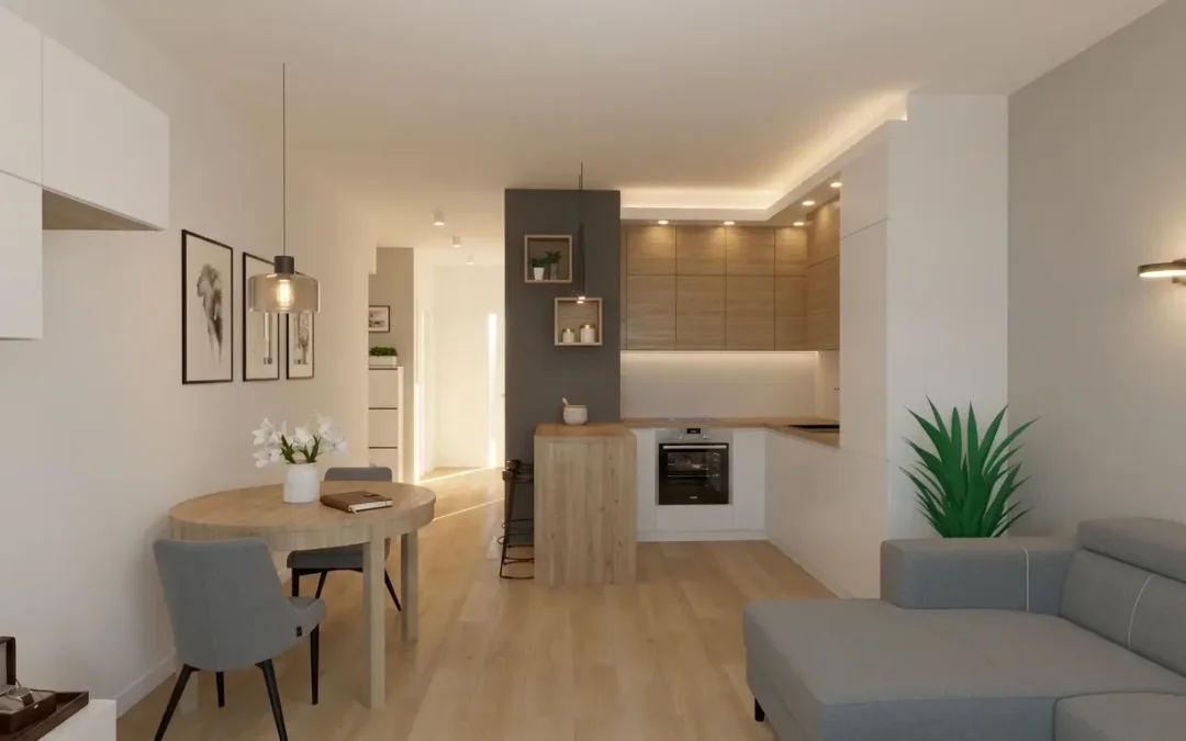 KUCHNIA, salon i&nbsp;korytarz – naturalne kolory