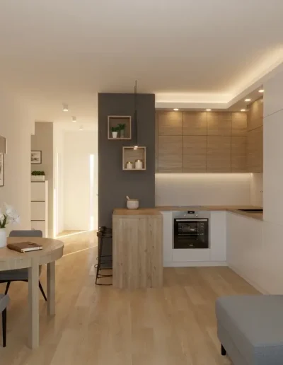 Architekt Wnętrz Warszawa ➜ Gdańsk ➜ PROJEKTY – KUCHNIE Projektant Kuchni Warszawa Mazowieckie ➜ Jak zaprojektować kuchnię? KUCHNIA, salon i korytarz – naturalne kolory