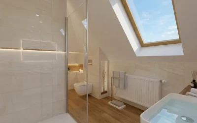 Architekt Wnętrz Warszawa ➜ Gdańsk ➜ Projektant sypialni ➜ projektant sypialni,projektanci sypialni,projekt sypialni,projektanta sypialni,ile kosztuje projekt sypialni Łazienka na poddaszu z korytarzem
