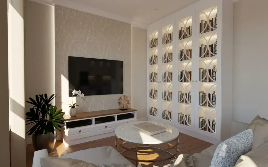 Beżowy salon z&nbsp;kuchnią