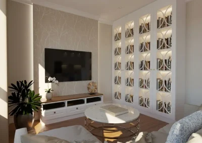 Beżowy salon z&nbsp;kuchnią