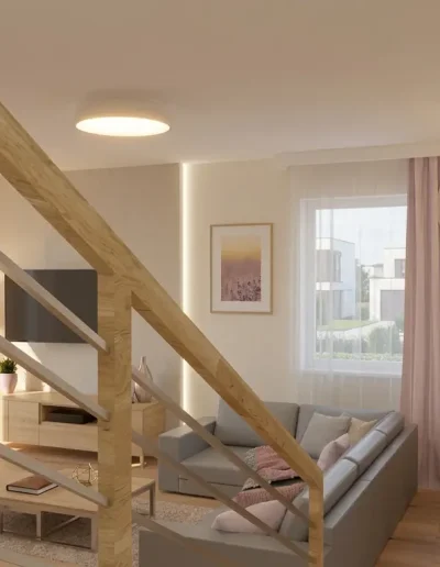 Architekt Wnętrz Warszawa ➜ Gdańsk ➜ PROJEKTY – SALONY Projektant Mieszkań Warszawa Mazowieckie ➜ Jak zaprojektować salon? Salon z różowym akcentem otwarty na kuchnię