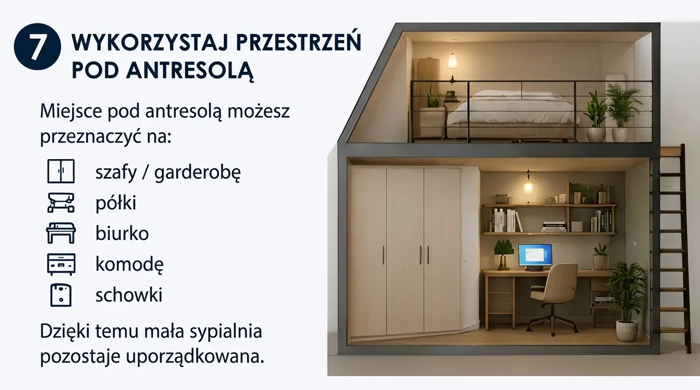 Projektant Wnętrz Warszawa ➜ Gdańsk ➜ łóżko z antresolą,łóżko z antresolą dla dzieci,sypialnia na antresoli,pokój z łóżkiem na antresoli,sypialnia na antresoli aranżacje ➜ 7 wykorzystaj przestrzen pod antresola