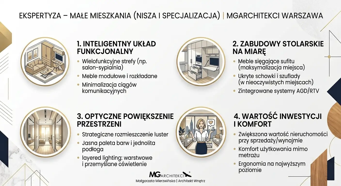 Projektant Wnętrz Warszawa ➜ Gdańsk ➜ Biuro projektowe Warszawa ➜ infografika ekspertyza male mieszkania