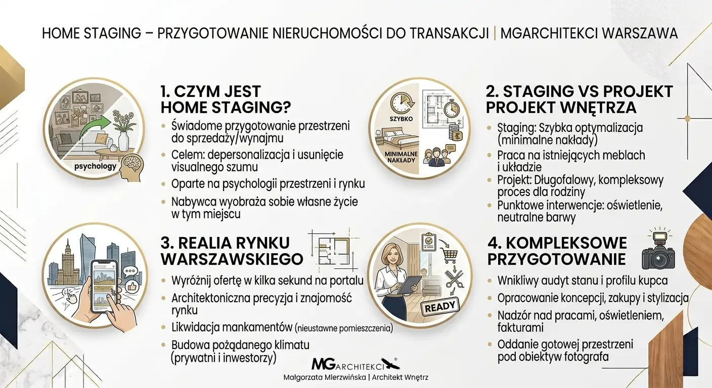 Projektant Wnętrz Warszawa ➜ Gdańsk ➜ Home staging ➜ infografika home staging przygotowanie nieruchomosci do transakcji
