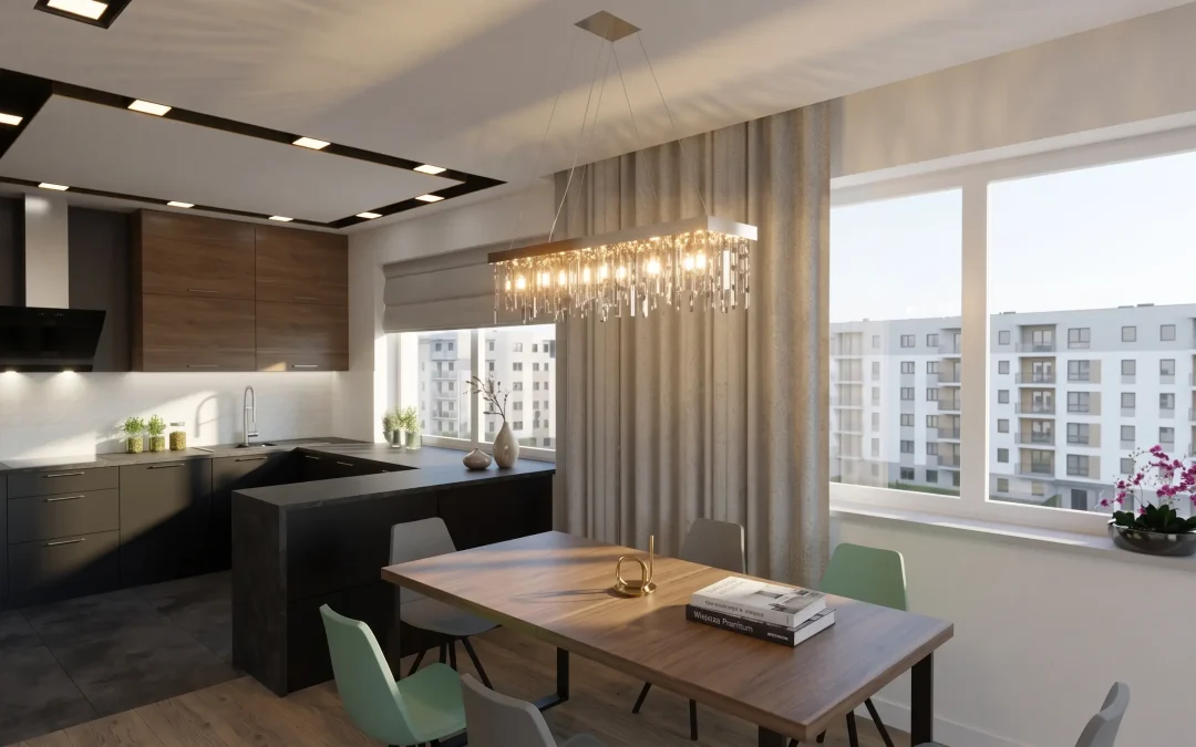Elegancka kuchnia otwarta na&nbsp;salon